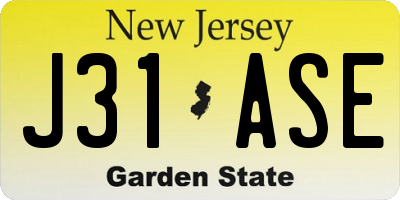 NJ license plate J31ASE