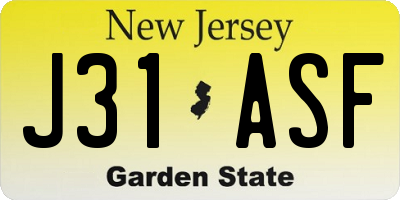 NJ license plate J31ASF