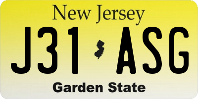 NJ license plate J31ASG