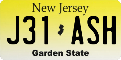 NJ license plate J31ASH