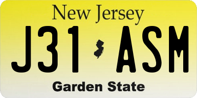 NJ license plate J31ASM