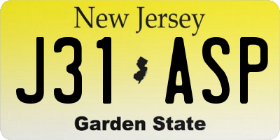 NJ license plate J31ASP