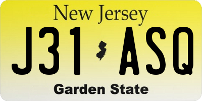 NJ license plate J31ASQ