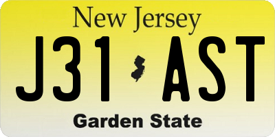 NJ license plate J31AST