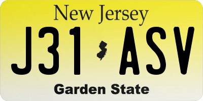 NJ license plate J31ASV