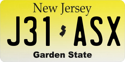 NJ license plate J31ASX