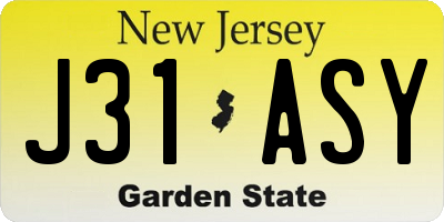 NJ license plate J31ASY