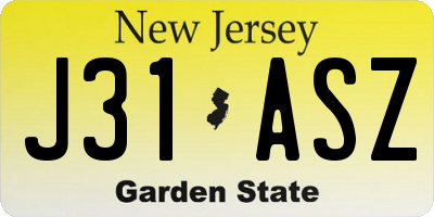 NJ license plate J31ASZ