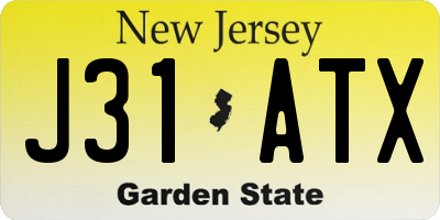 NJ license plate J31ATX