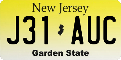 NJ license plate J31AUC