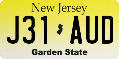 NJ license plate J31AUD