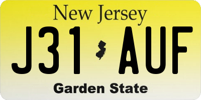 NJ license plate J31AUF