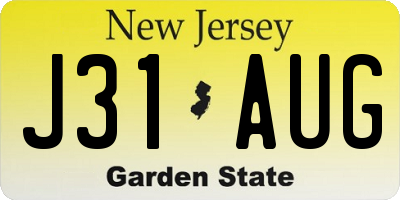 NJ license plate J31AUG