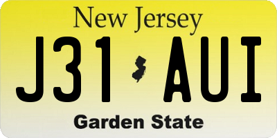 NJ license plate J31AUI