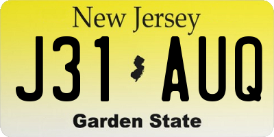 NJ license plate J31AUQ