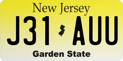 NJ license plate J31AUU
