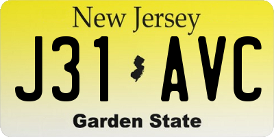 NJ license plate J31AVC