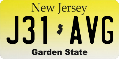NJ license plate J31AVG