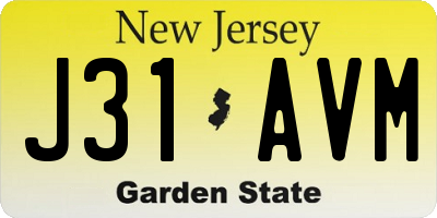 NJ license plate J31AVM
