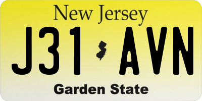 NJ license plate J31AVN