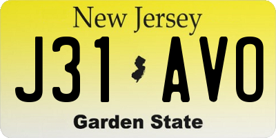 NJ license plate J31AVO