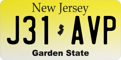 NJ license plate J31AVP