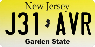 NJ license plate J31AVR