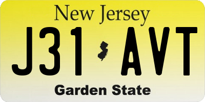 NJ license plate J31AVT
