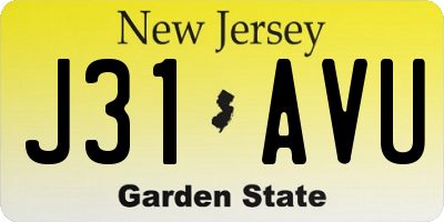 NJ license plate J31AVU