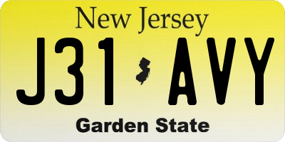 NJ license plate J31AVY