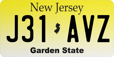 NJ license plate J31AVZ
