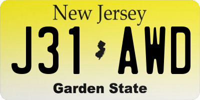 NJ license plate J31AWD