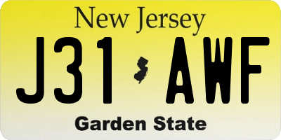 NJ license plate J31AWF