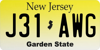 NJ license plate J31AWG
