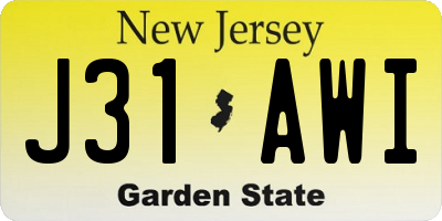 NJ license plate J31AWI