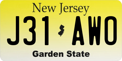 NJ license plate J31AWO