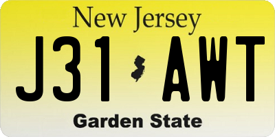 NJ license plate J31AWT