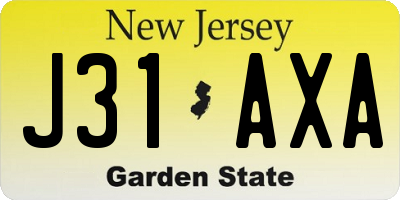 NJ license plate J31AXA
