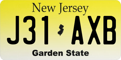 NJ license plate J31AXB