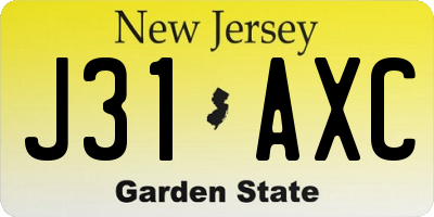 NJ license plate J31AXC