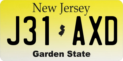 NJ license plate J31AXD