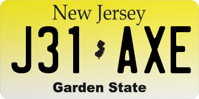 NJ license plate J31AXE