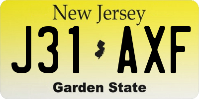NJ license plate J31AXF