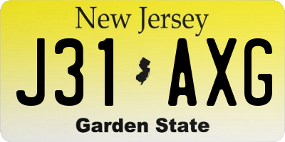 NJ license plate J31AXG