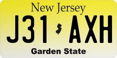 NJ license plate J31AXH
