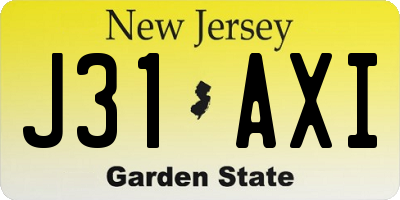 NJ license plate J31AXI