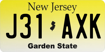 NJ license plate J31AXK