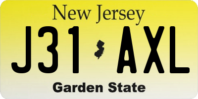 NJ license plate J31AXL