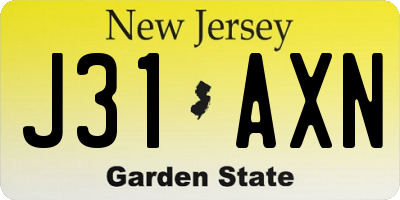 NJ license plate J31AXN