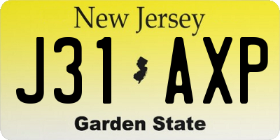 NJ license plate J31AXP